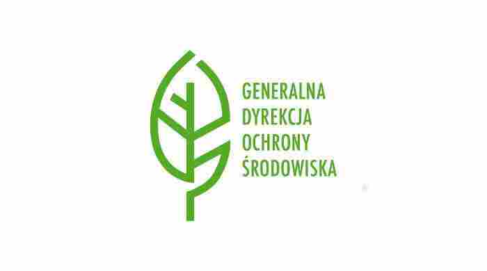 Na białym tle logotyp Generalnej Dyrekcji Ochrony Środowiska (zielony liść i zielony napis Generalna Dyrekcja Ochrony Środowiska), pod zieloną poziomą kreską szary napis KOMUNIKAT. 